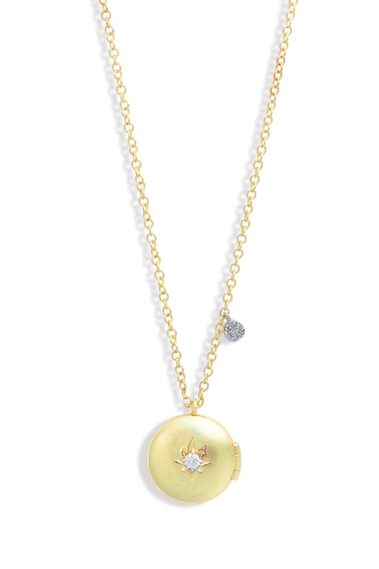 Diamond Starburst Locket Necklace, Main, color, TWO TONED YELLOW GOLD