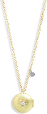 Meira T Diamond Starburst Locket Necklace