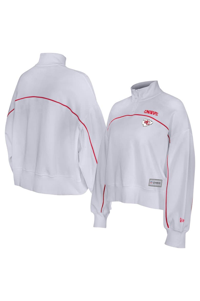 Women's New Era White Kansas City Chiefs Functional Fandom Quarter-Zip Sweatshirt, Alternate, color, White