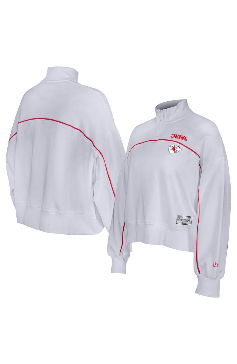 New Era Women's New Era White Kansas City Chiefs Functional Fandom Quarter-Zip Sweatshirt, Alternate, color, White