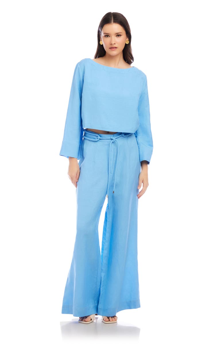 FIFTEEN TWENTY Junie Button-Back Linen Blend Top, Alternate, color, Lake