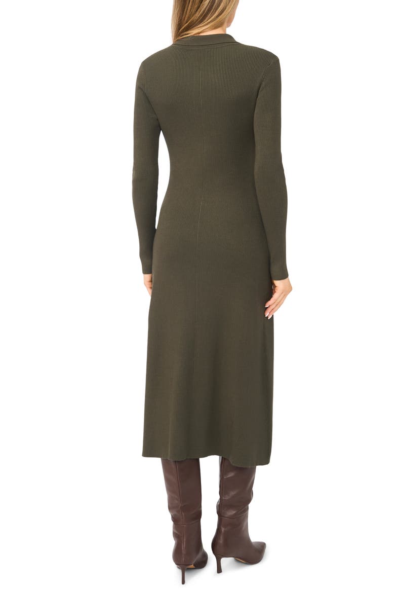 Ivy Johnny Collar Ribbed Sweater-Dress, Alternate, color, MIDNIGHT OLIVE