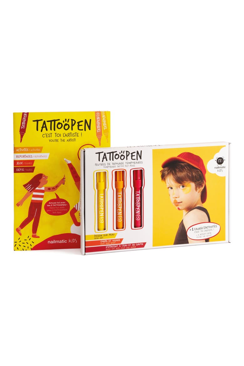 3-Pack Temporary Tattoo Pen & Activity Book Set, Main, color, ASSORTED