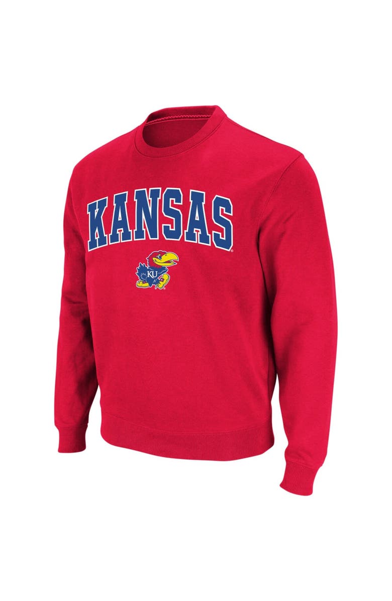 COLOSSEUM Men's Colosseum Red Kansas Jayhawks Arch & Logo Crew Neck Sweatshirt, Main, color, Red