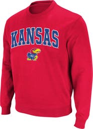 COLOSSEUM Men's Colosseum Red Kansas Jayhawks Arch & Logo Crew Neck Sweatshirt
