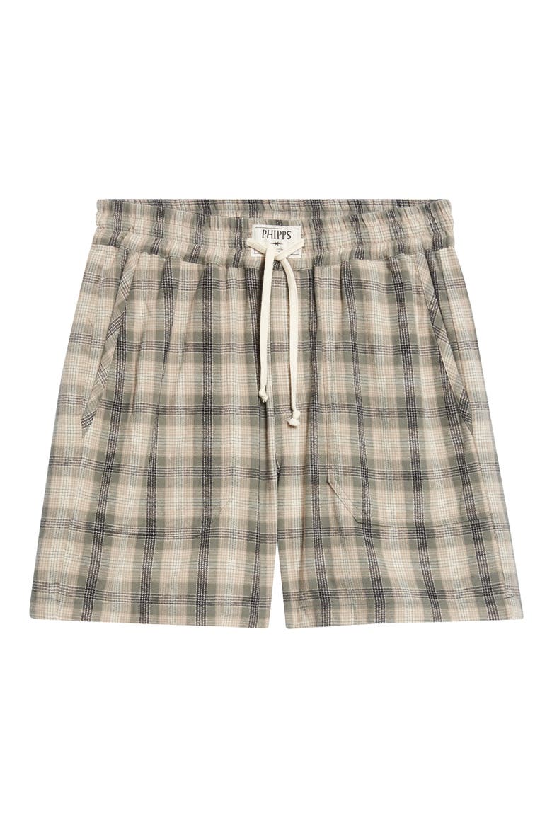 Kennedy Plaid Cotton Flannel Shorts, Alternate, color, SAGE PLAID