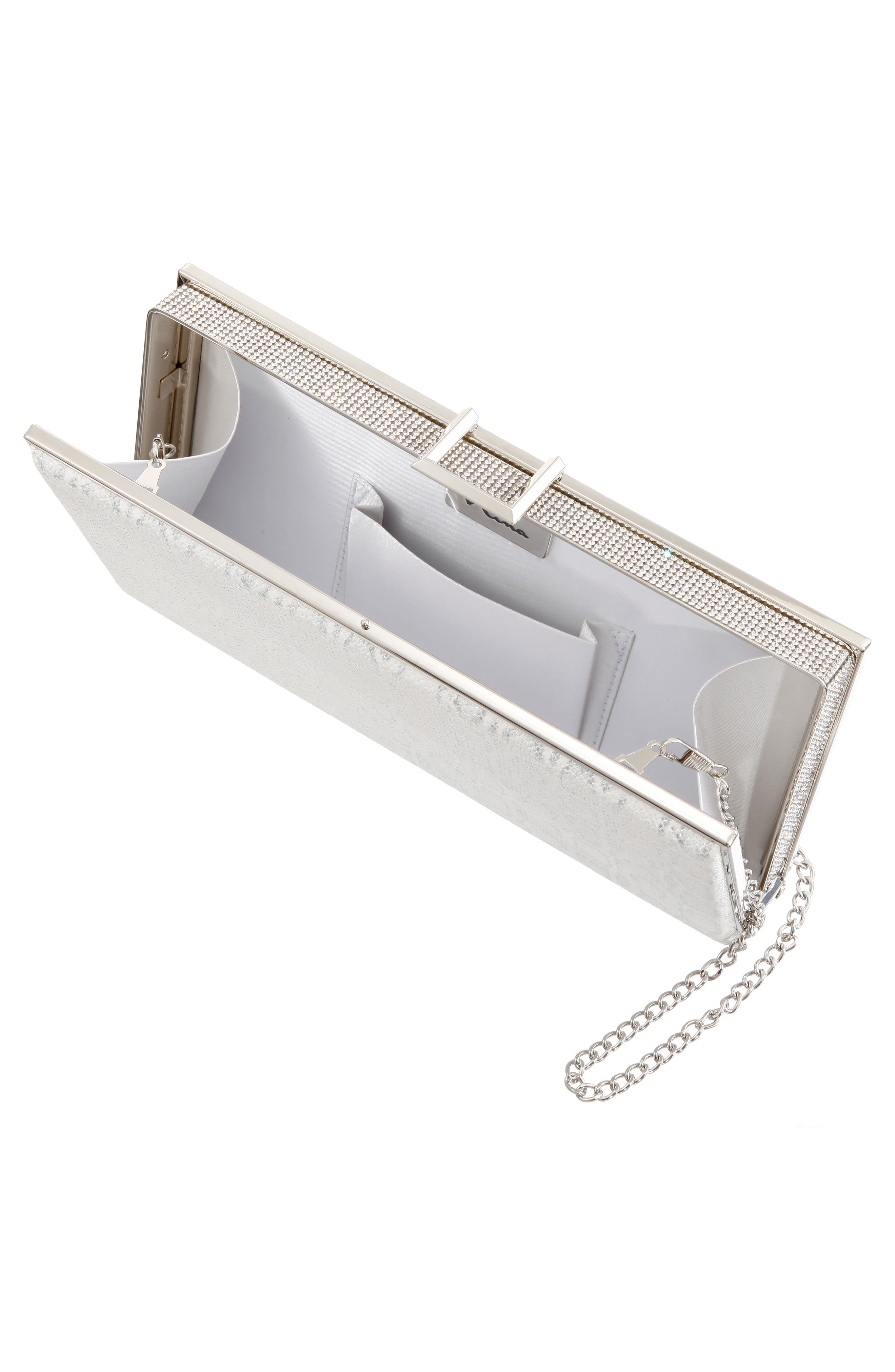 Nina Snake Embossed Metallic Minaudière, Alternate, color, 