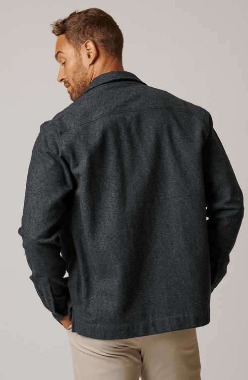 Leisure Lab Cotton Tweed Button Up In Black