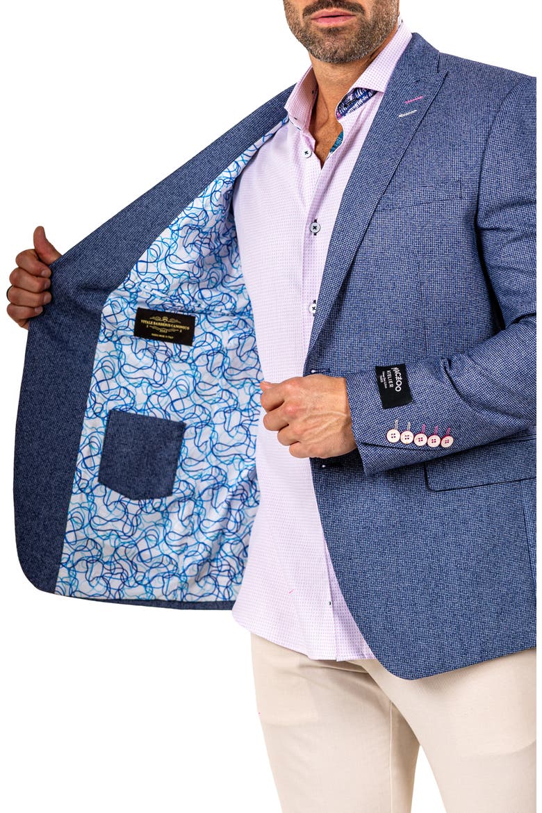 Descartes Marthyr0010 Blue Microcheck Virgin Wool Peak Lapel Blazer, Alternate, color, BLUE