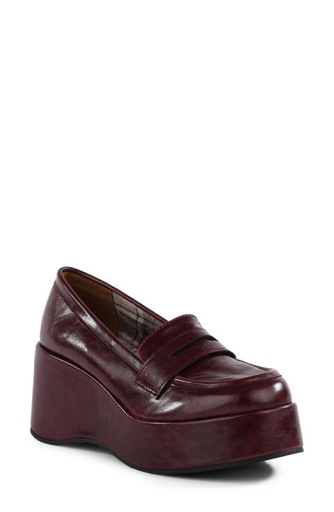 Ambitious Faux Leather Platform Wedge Loafer