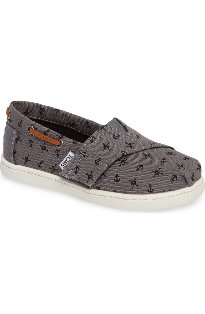 TOMS Bimini Print Slip-On, Main, color, Steel Grey Skulls Canvas