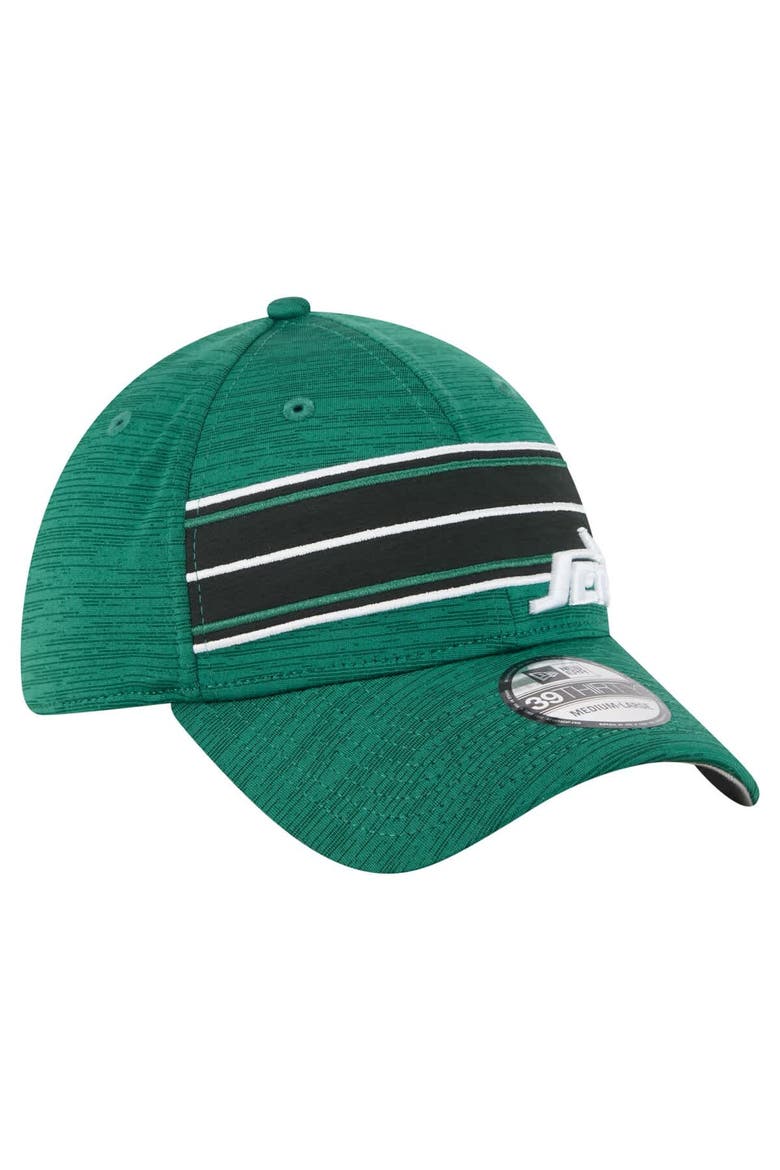 Men's New Era  Green New York Jets Stripes 39THIRTY Flex Hat, Alternate, color, Green