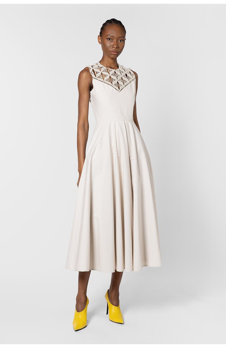 Roksanda Helin Cotton Macrame Detail Dress, Main, color, Dusty White