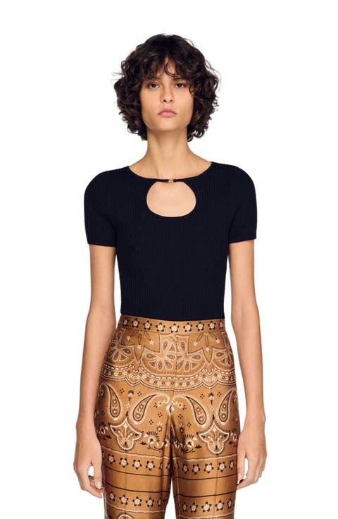 Openwork collar sweater