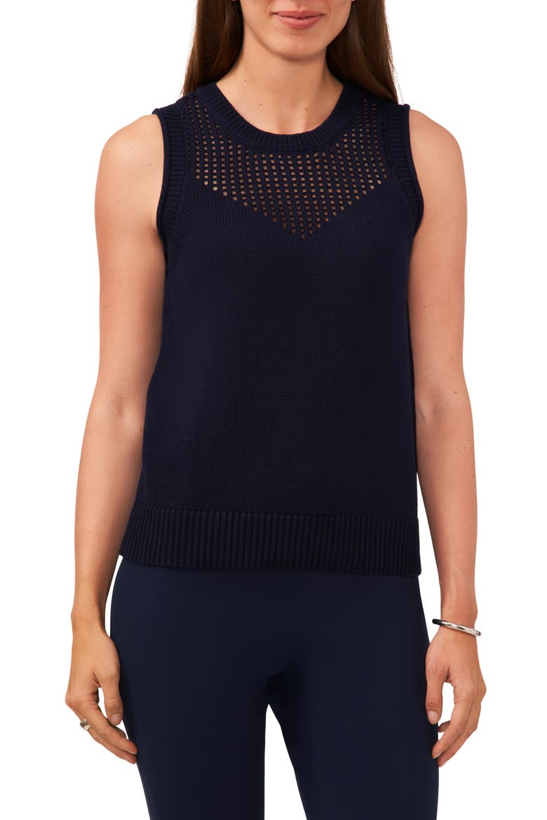 Cotton Sleeveless Sweater, Main, color, CLASSIC NAVY BLUE