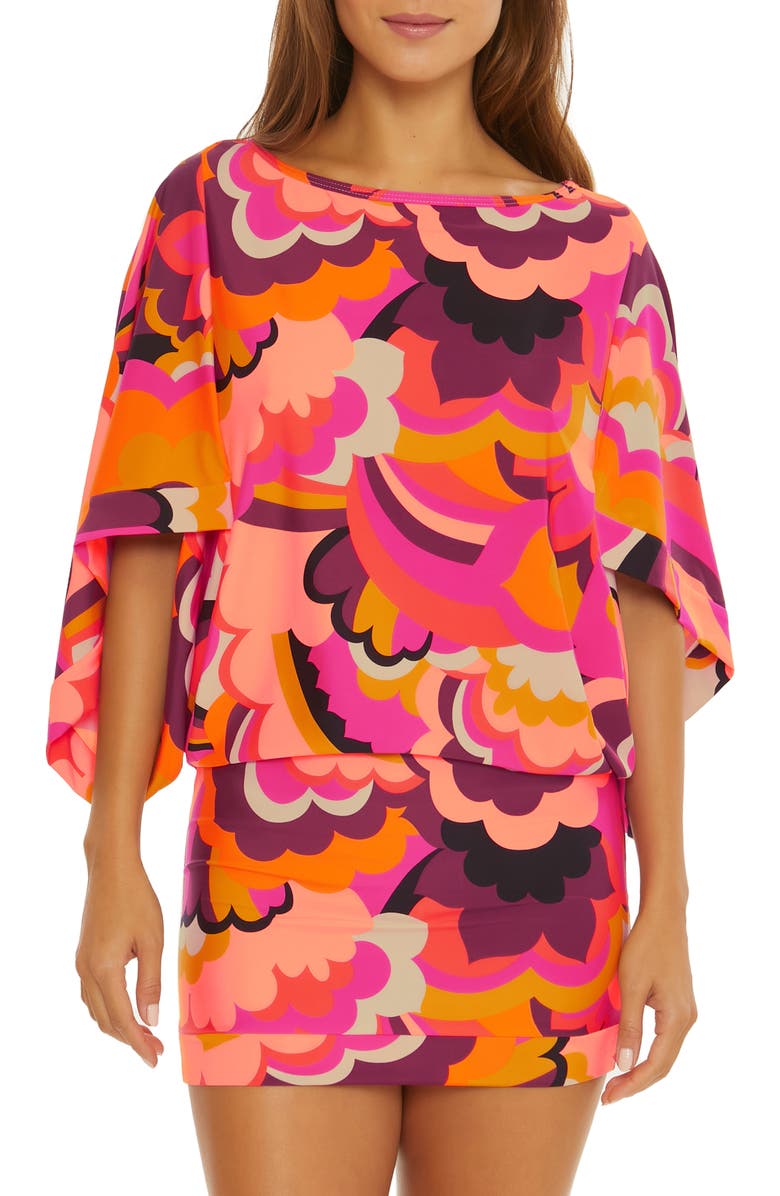 Trina Turk Fan Faire Cover-Up Tunic Dress, Main, color, 