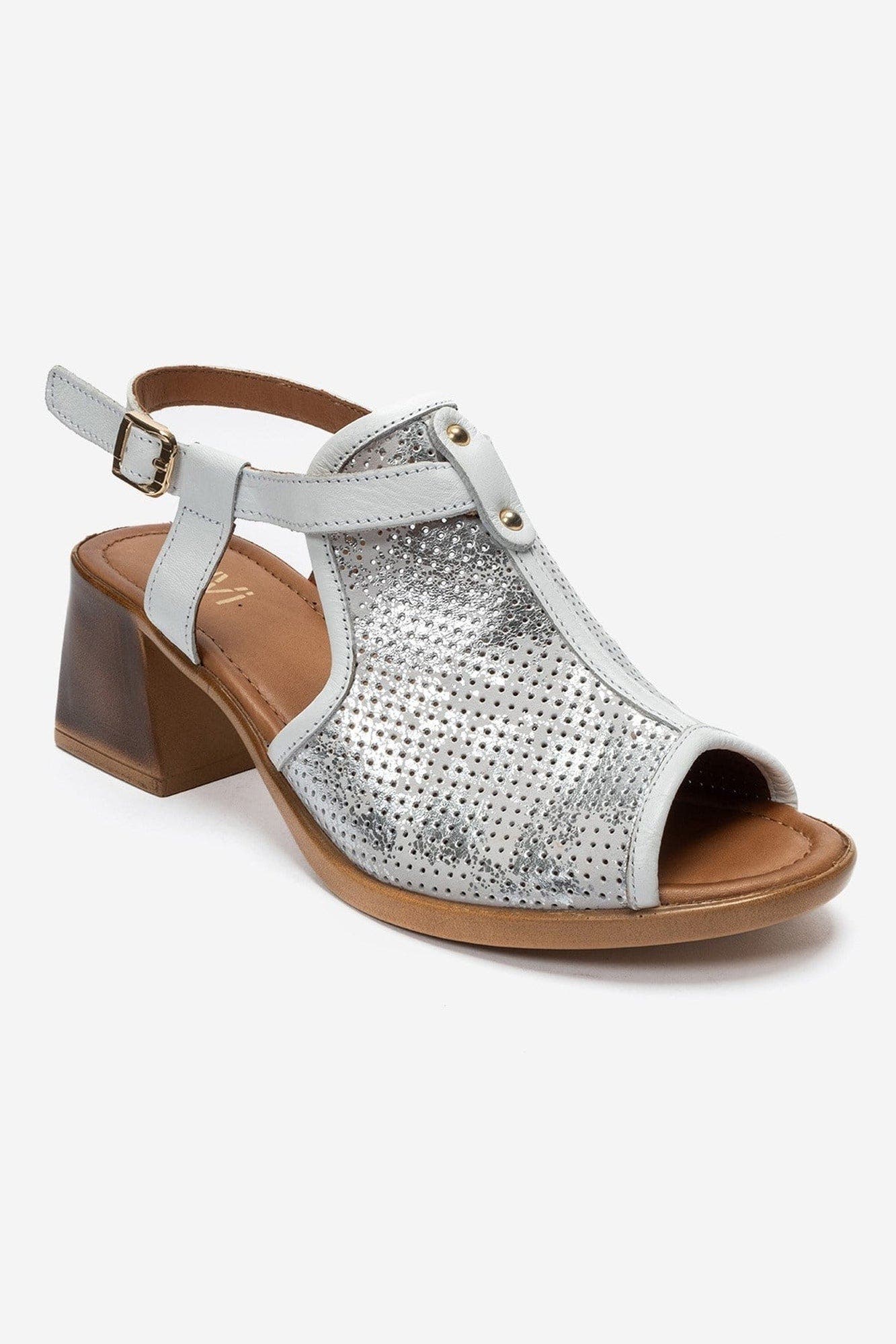 Janelle Leather Block Heel Sandal, Alternate, color, White Glitter