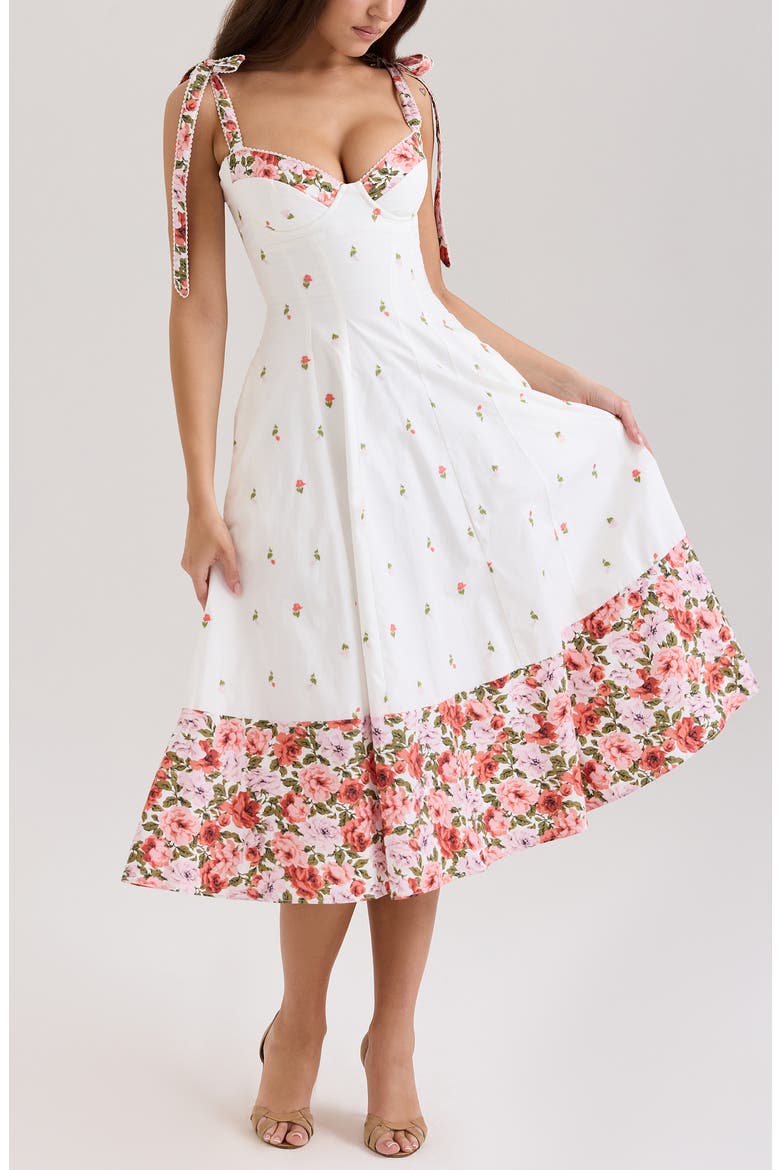 Emely Embroidered Cotton Midi Sundress, Main, color, WHITE
