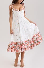 HOUSE OF CB Emely Embroidered Cotton Midi Sundress