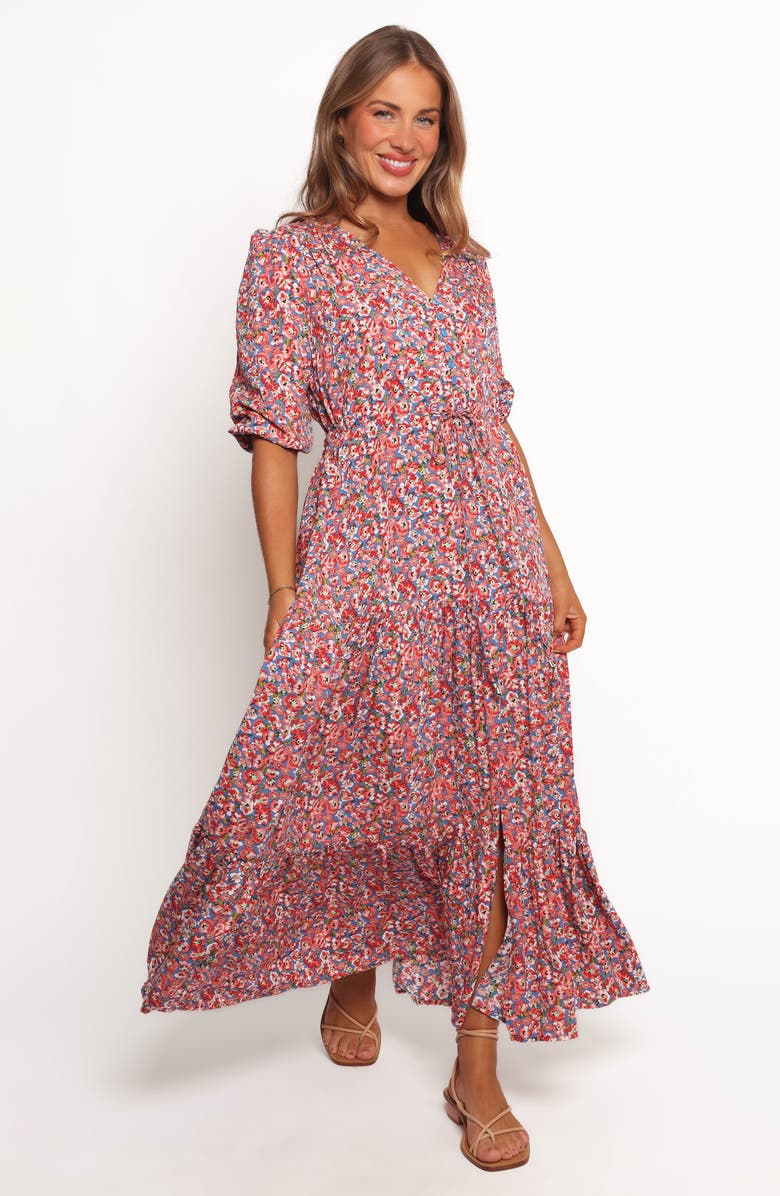 Petal & Pup Kelda Floral Tiered Maxi Dress, Alternate, color, Blue Ditsy Floral