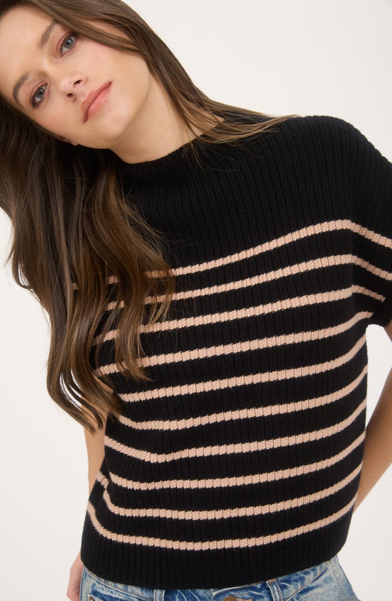 Blu Pepper Mock Neck Pullover Sweater, Alternate, color, Black