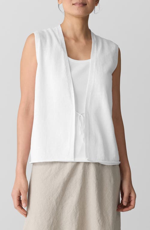 Eileen Fisher Tie Front Sweater Vest In White