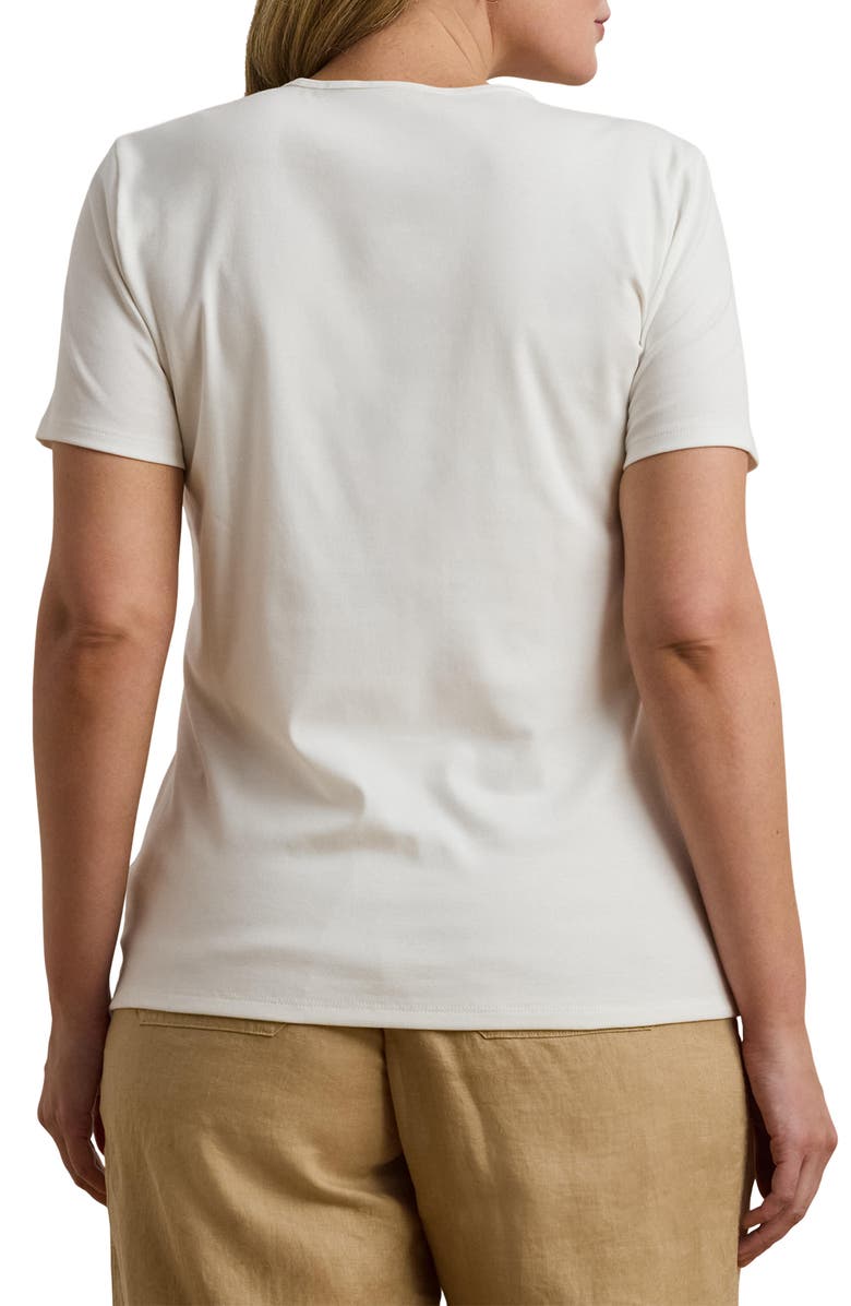Lauren Ralph Lauren Crewneck Stretch Cotton T-Shirt, Alternate, color, White