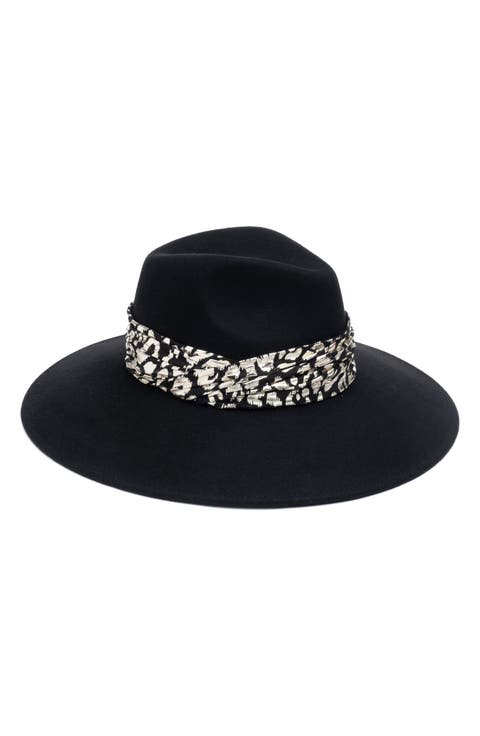 Metallic Trim Wool Fedora Hat