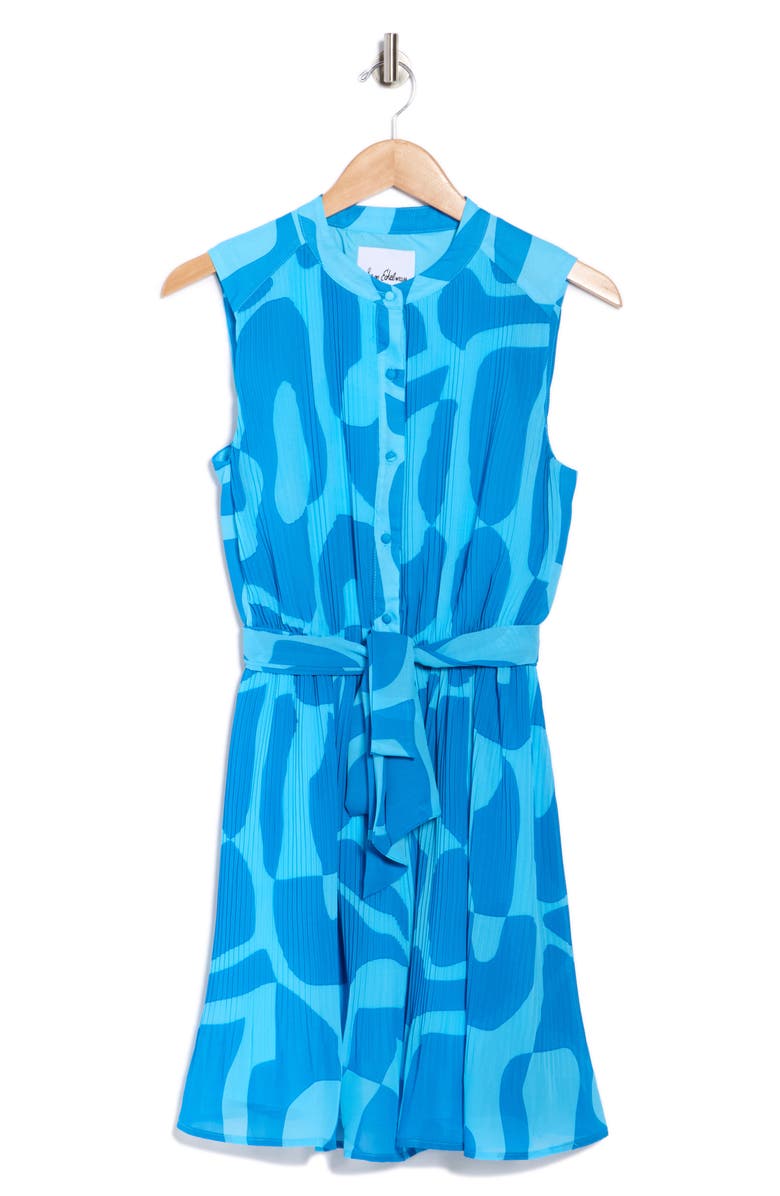 Sam Edelman Pleated Tie Waist Dress, Main, color, Blue/ Turquoise
