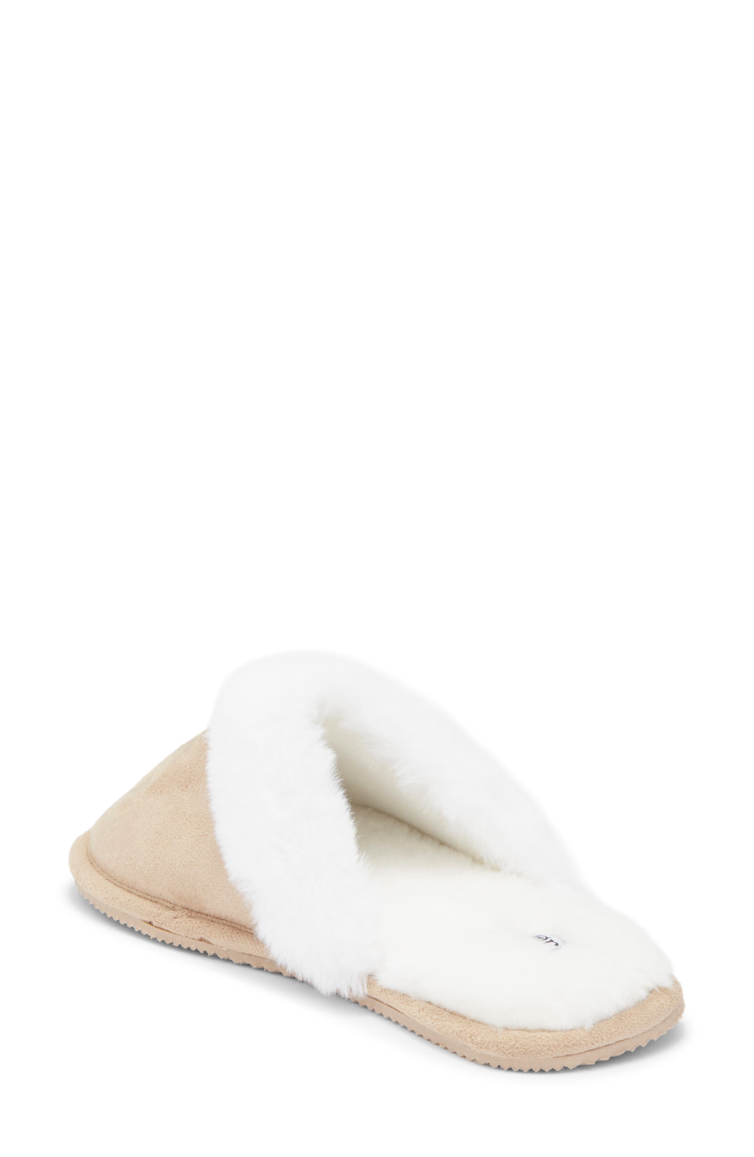 Børn Faux Suede & Faux Fur Scuff Slipper, Alternate, color, Latte
