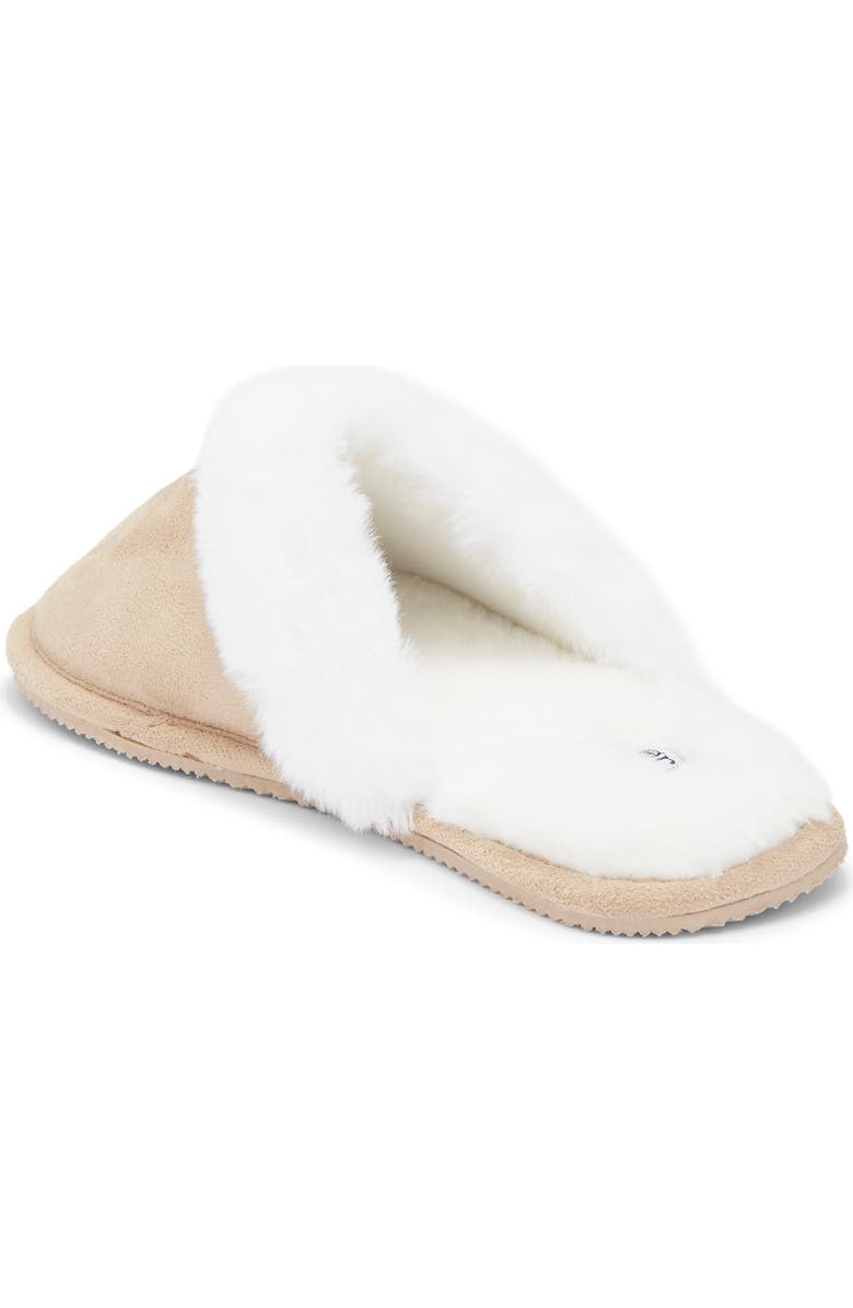 Børn Faux Suede & Faux Fur Scuff Slipper, Alternate, color, Latte