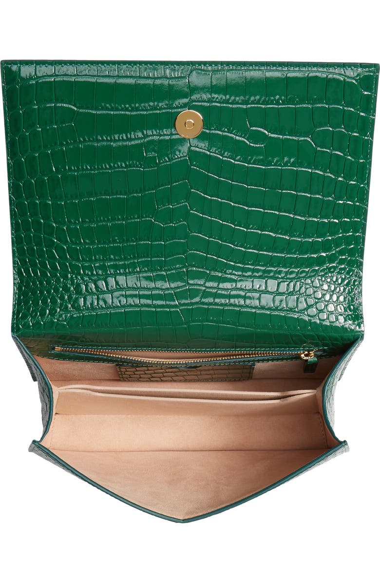 McQueen Alexander McQueen Knuckle Ring Croc Embossed Leather Crossbody Bag, Alternate, color,