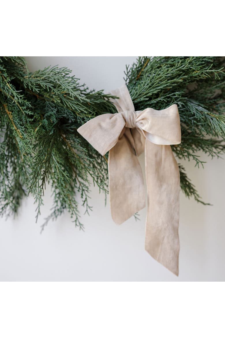 30" Faux Evergreen Cedar Wreath, Alternate, color, Green