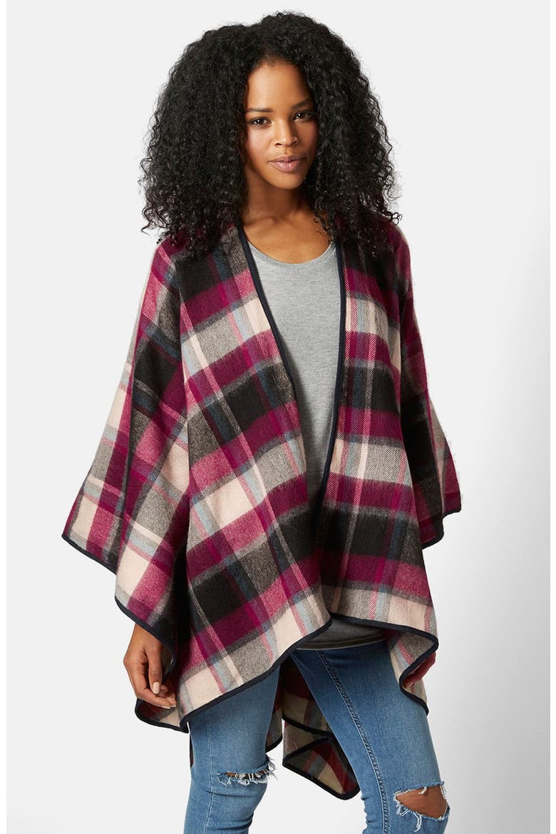 Check Print Cape, Alternate, color, RED MULTI