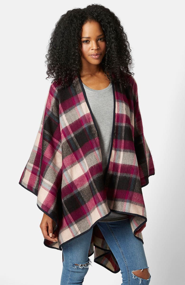 Topshop Check Print Cape, Alternate, color,