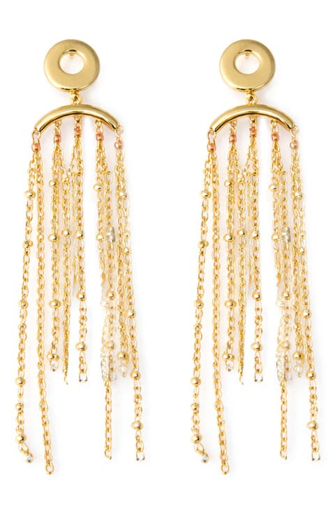 Circle Top Chain Fringe Earrings