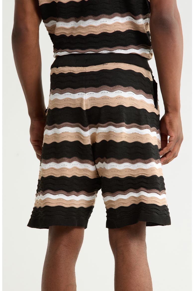 Textured Knit Striped Shorts, Alternate, color, BLACK