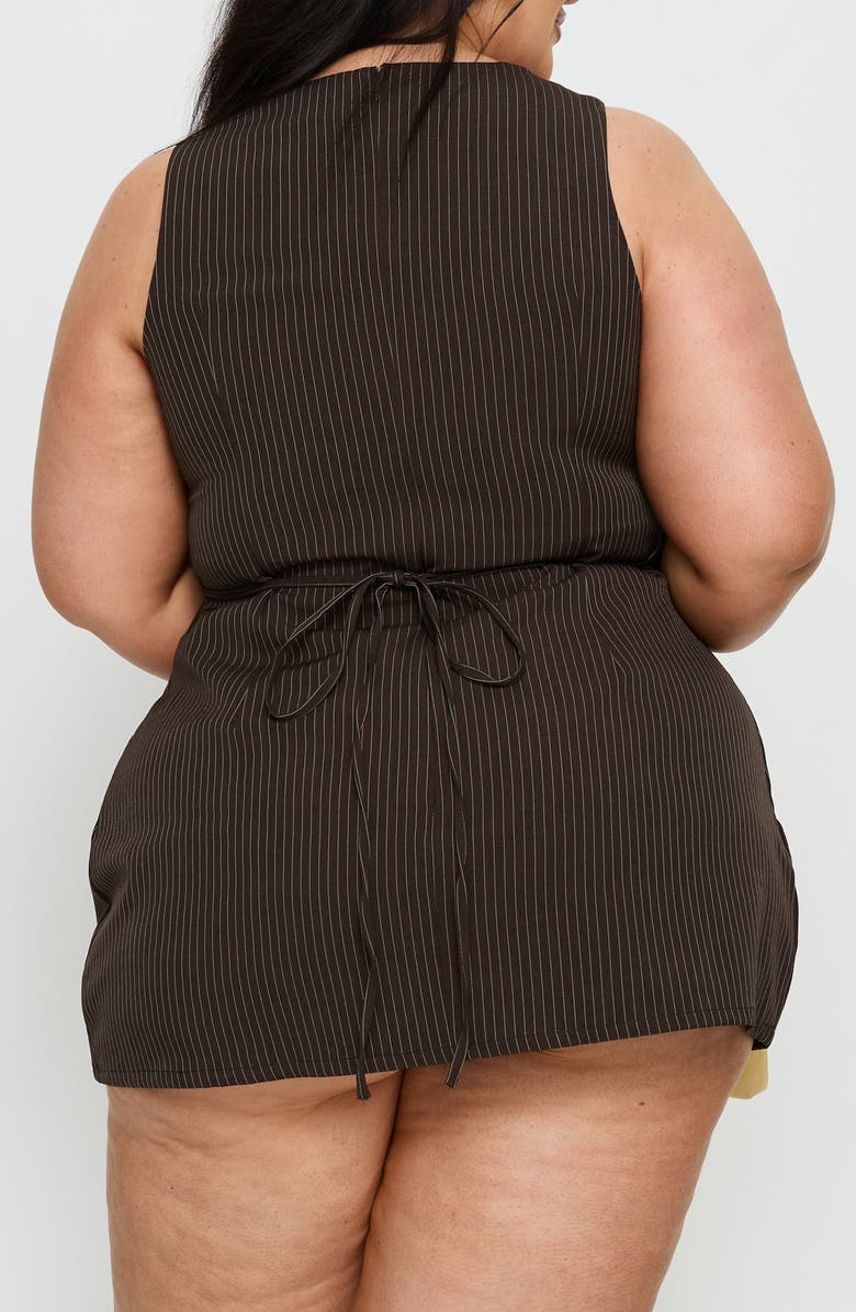 Princess Polly Yumiko Stripe Organic Cotton Romper, Alternate, color, Brown Stripe