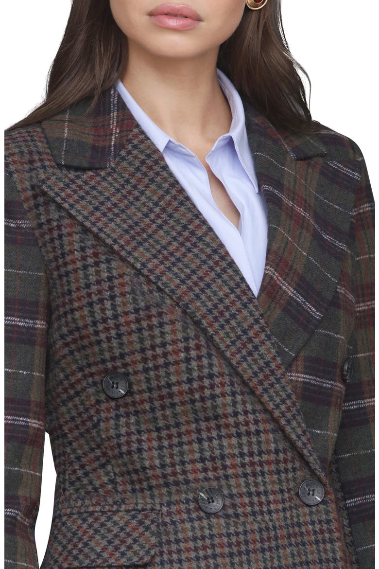 Plaid Patternblock Double Breasted Blazer, Alternate, color, OLIVE BURGUNDY PLAID
