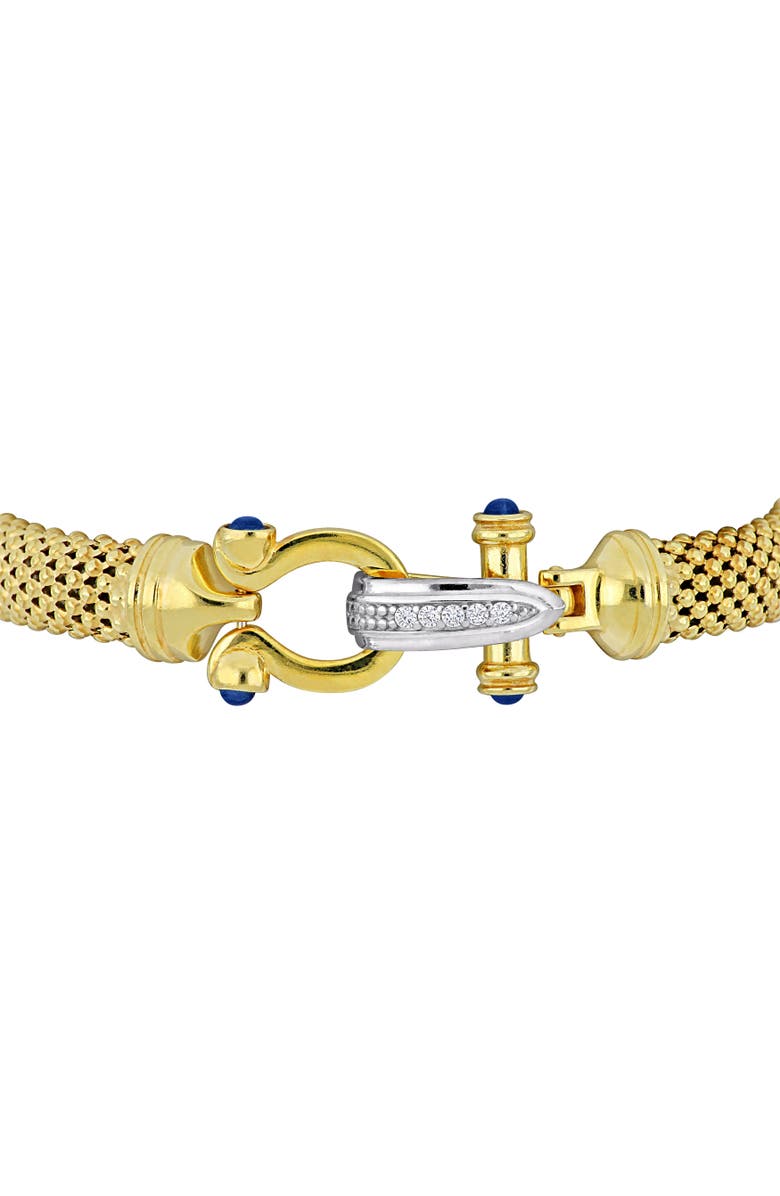 Julianna B. Blue & White Cubic Zirconia Popcorn Bangle, Alternate, color, Yellow-Plated