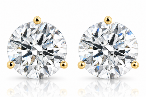 Certified 4 Ct TW Round Lab Grown Martini Diamond Studs 14k Gold