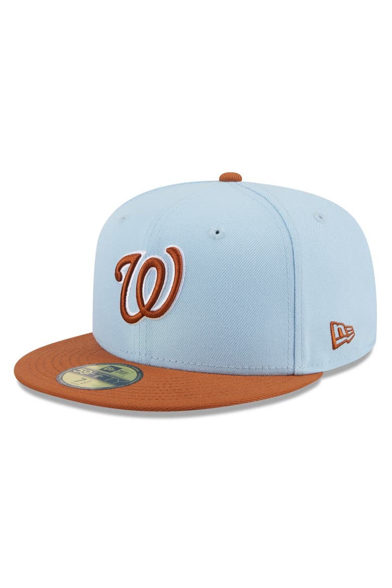 Men's New Era Light Blue/Brown Washington Nationals Spring Color Basic Two-Tone 59FIFTY Fitted Hat, Main, color, Light Blue