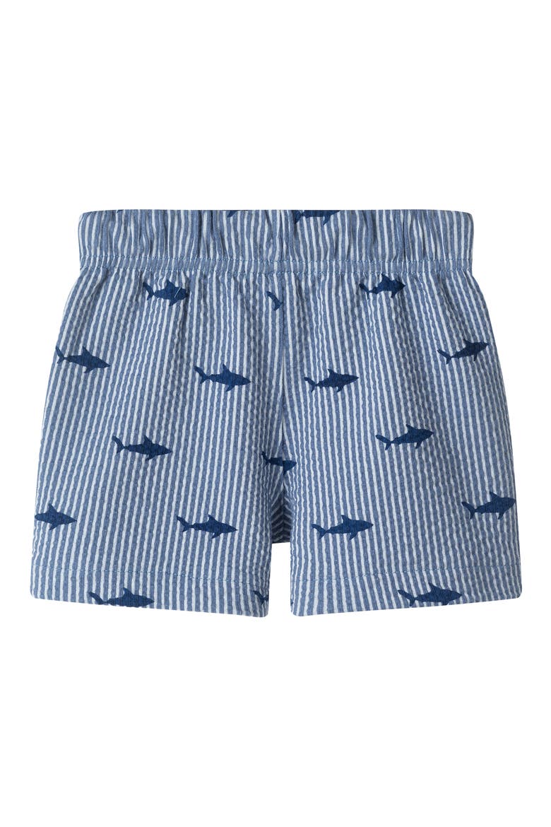 Print Seersucker Button-Up Shirt & Shorts Set, Alternate, color, NAVY STRIPE