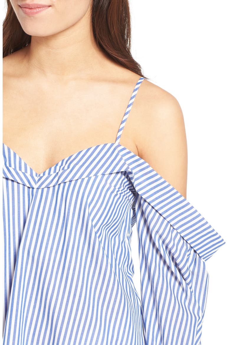 Paloma Cotton Off the Shoulder Top, Alternate, color, BLUE/ WHITE STRIPE