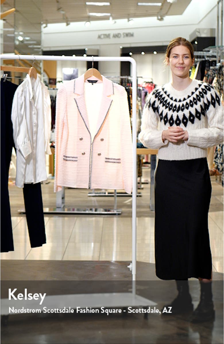 Contrast Trim Textured Knit Blazer, sales video thumbnail