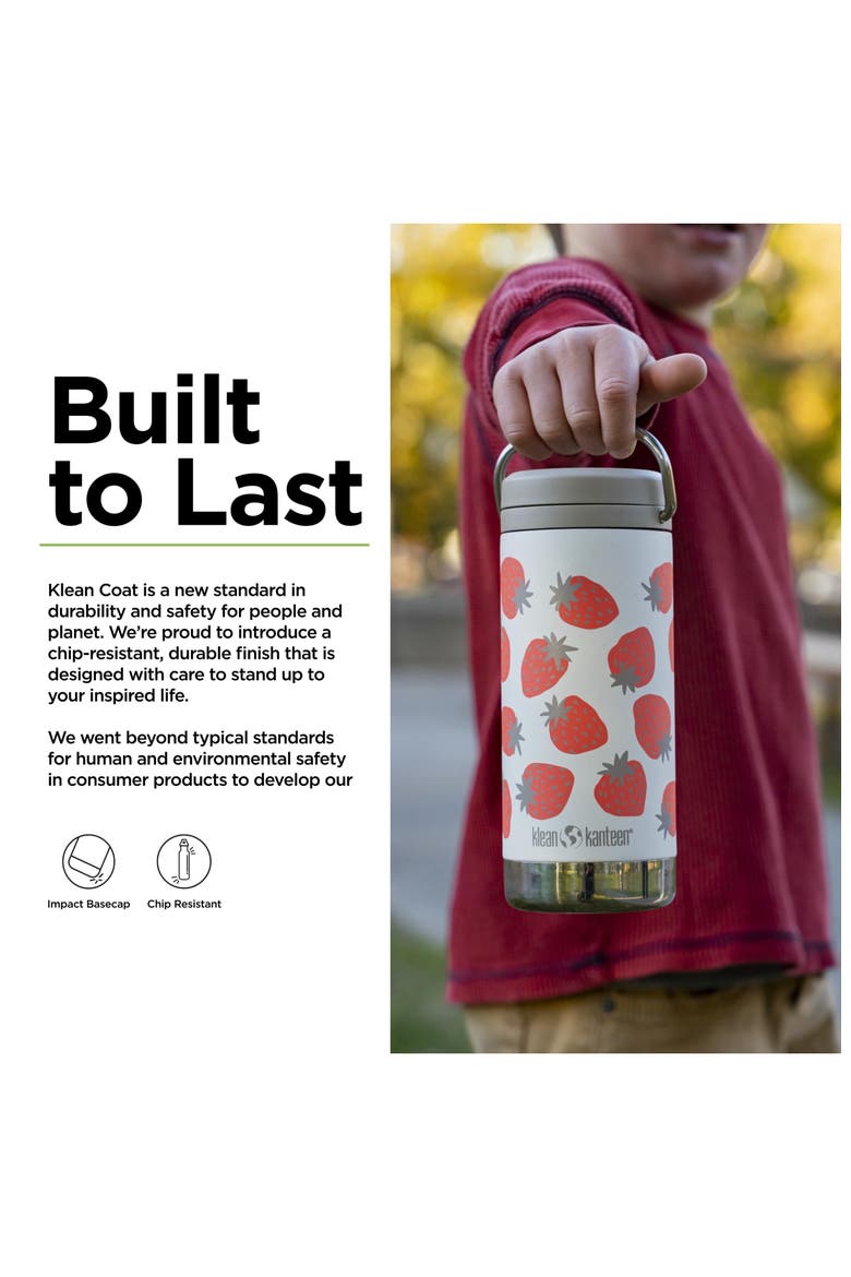 TKWide Insulated Water Bottle with Twist Cap - Portable Water Bottle with Steel Straw - Dishwasher-Safe Insulated Bottle - Strawberries, 12 oz, Alternate, color, Strawberries