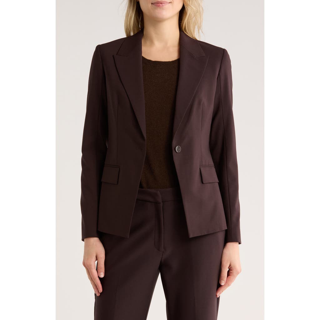 Theory Angled Stretch Wool Blazer In Brown