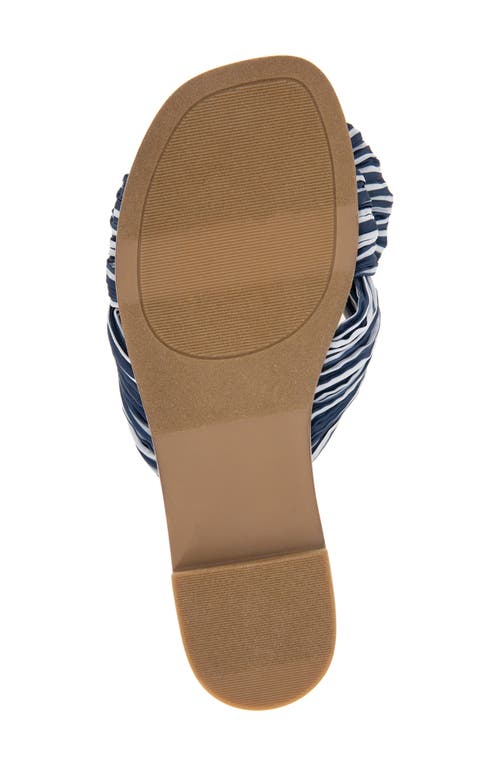 Kensie Renata Bow Slide Sandal In Navy Stripe