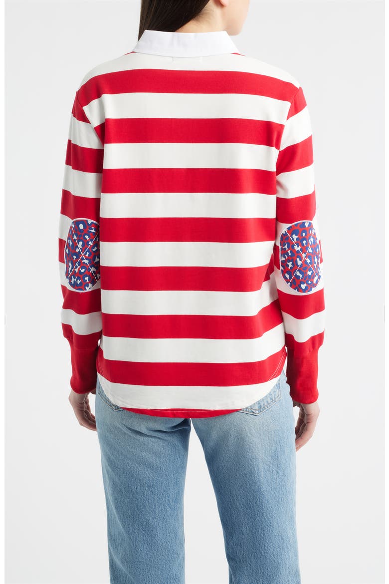 Rugby Stripe Cotton Sweatshirt, Alternate, color, CHERRY RED STRIPE