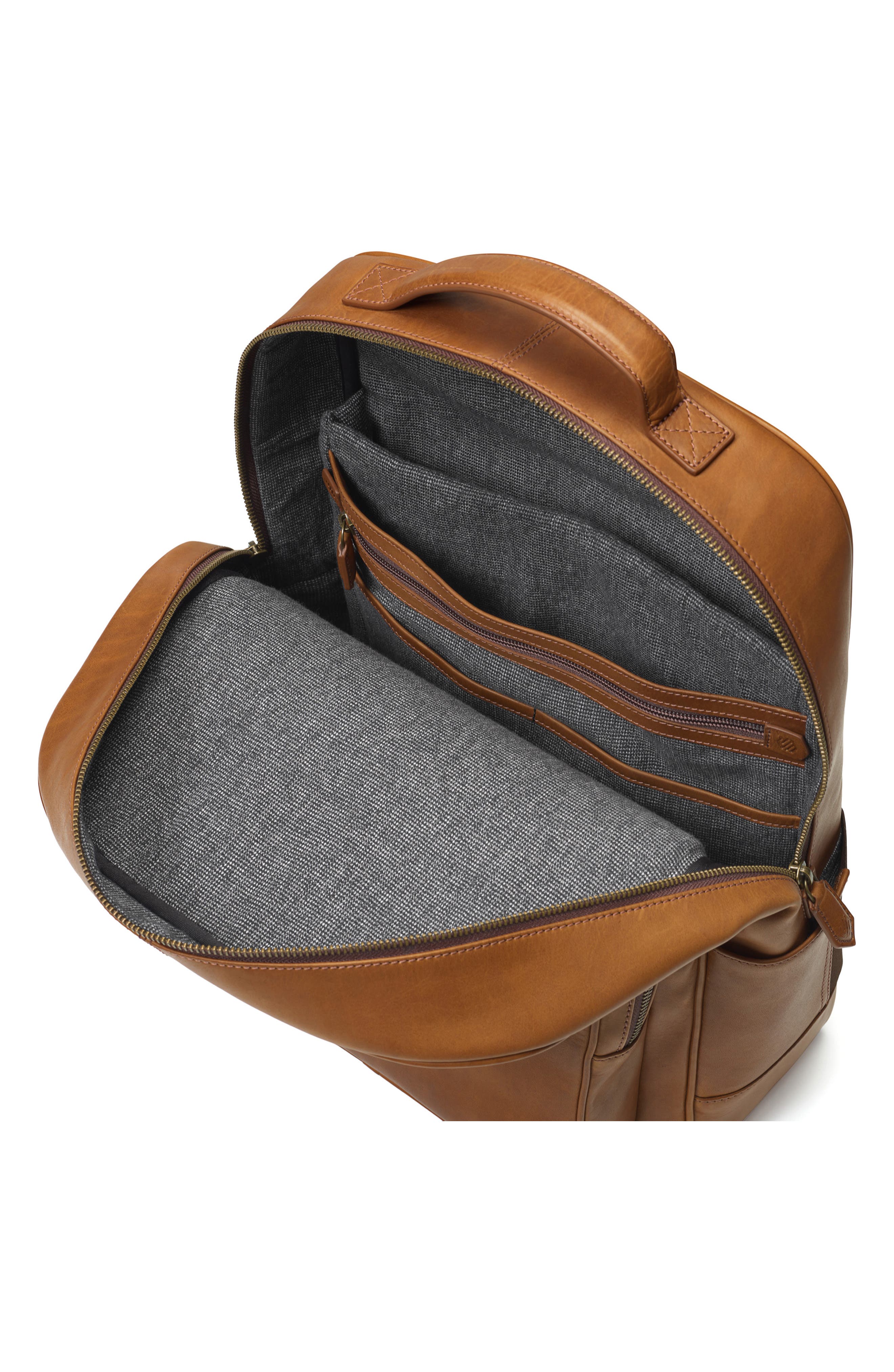 Johnston & Murphy Rhodes Leather Backpack, Alternate, color, Tan